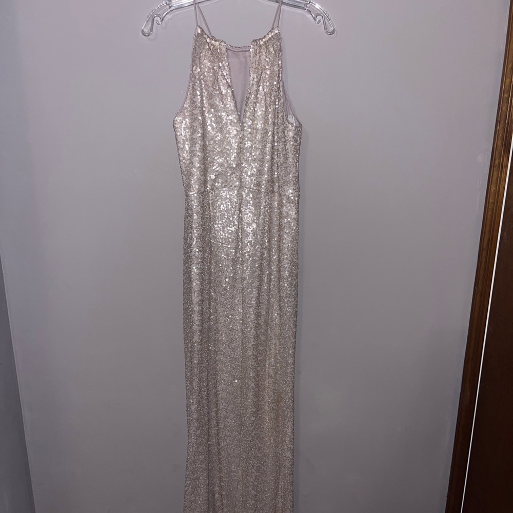 Champagne maxi dress for formal occasions